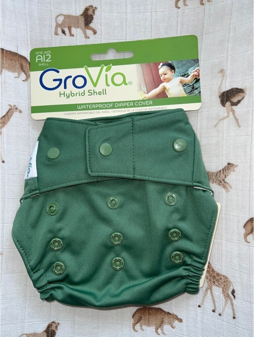 NIP snap Grovia Hybrid Diaper Shell Basil